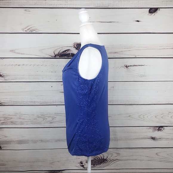 LOFT Purple Drape Lace Sleeveless Soft Blouse M - Picture 5 of 8